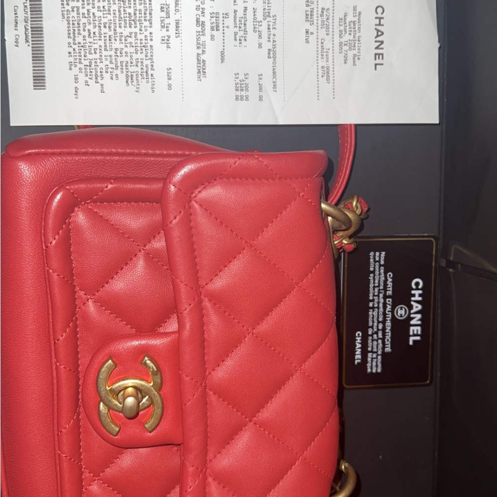 Chanel Red Quilted Leather Bag